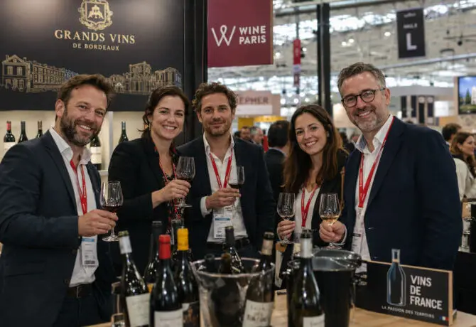 people at a wine trade exhibition